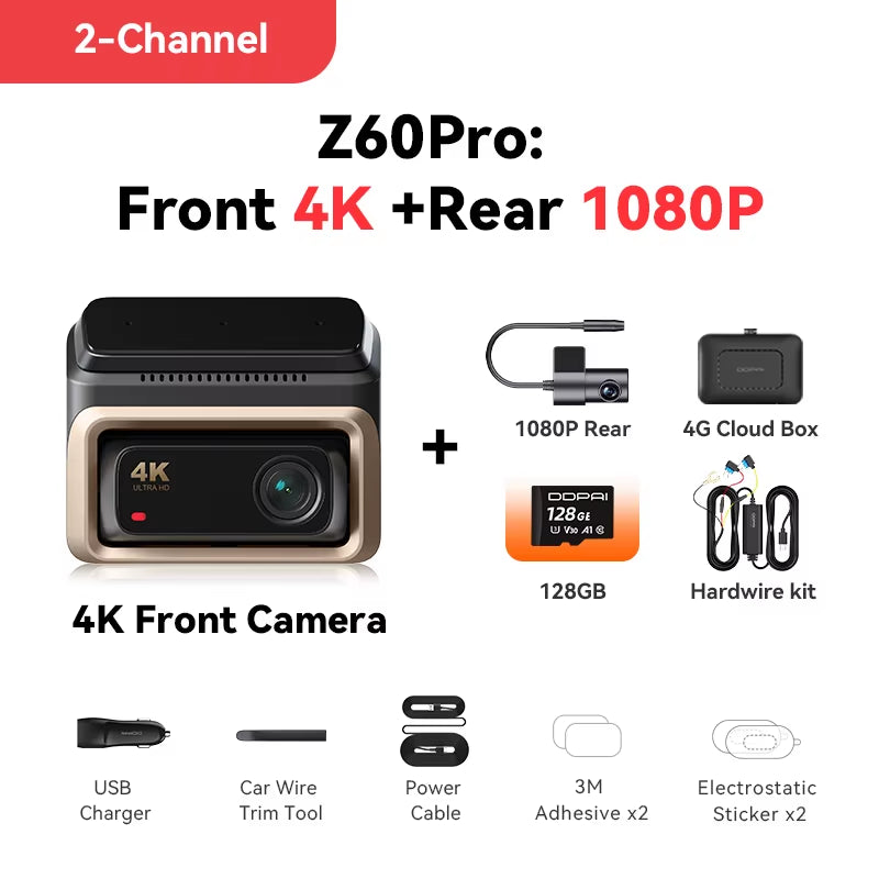 2025 New  Z60 Pro 4K Dash Cam Auto Dashcam Front GPS Car Camera for SONY Sensor Wifi ADAS Night Vision DVR Video Recorder